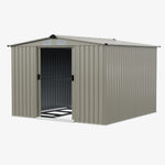 Breeins 8x8FT Apex Roof Metal Garden Storage Shed with Sliding Door