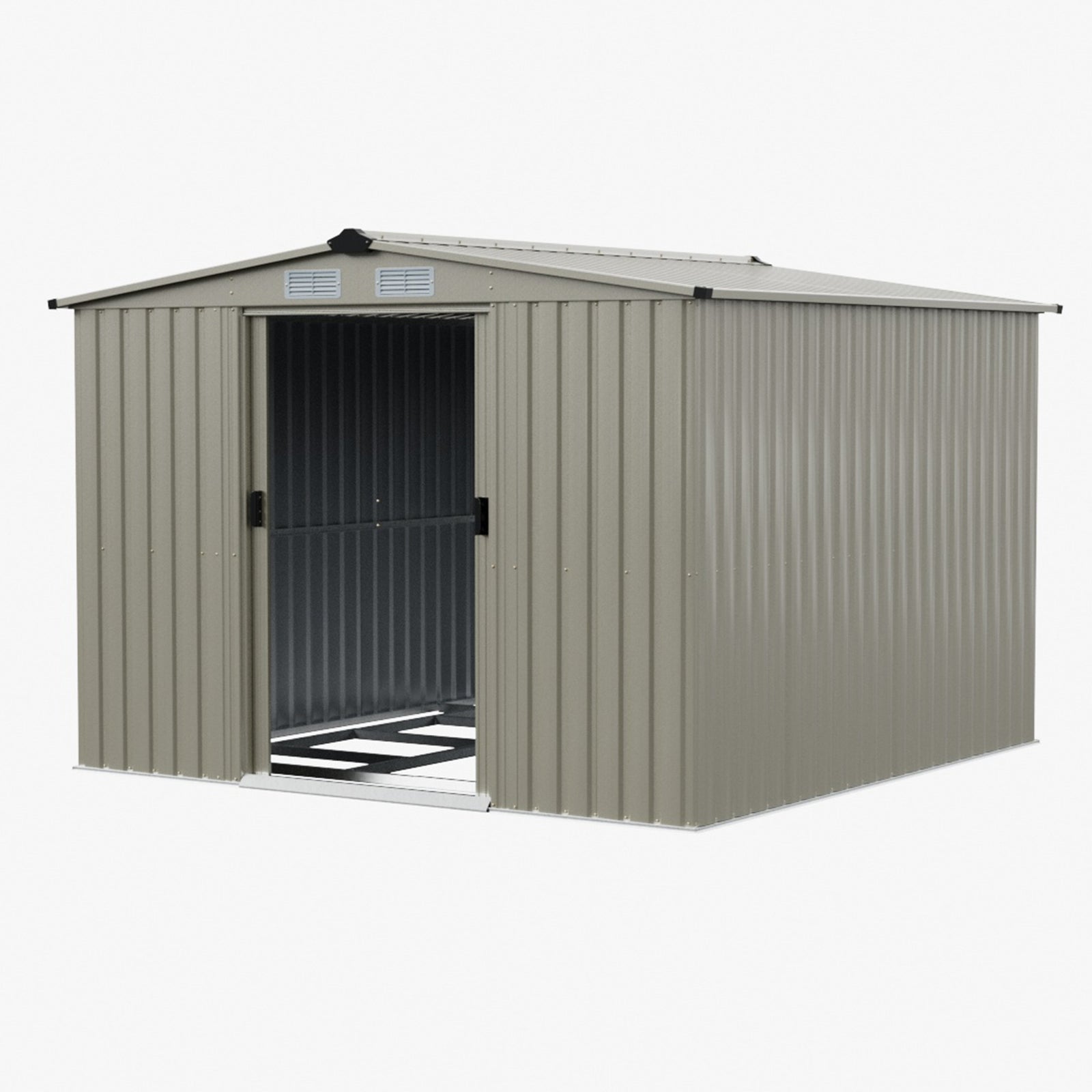 Breeins 8x8FT Apex Roof Metal Garden Storage Shed with Sliding Door