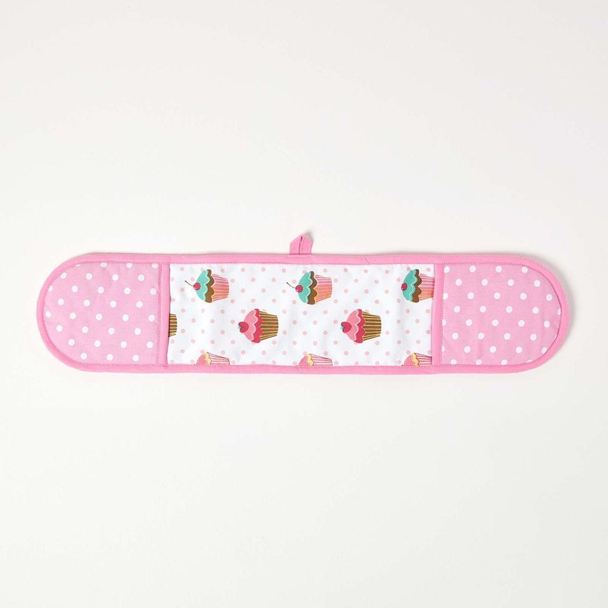 HOMESCAPES Cotton Cupcakes Pink Blue Double Oven Glove
