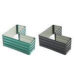 Outdoor Metal L-shaped Raised Garden Bed Garden Planter Plant | Charcoal Black