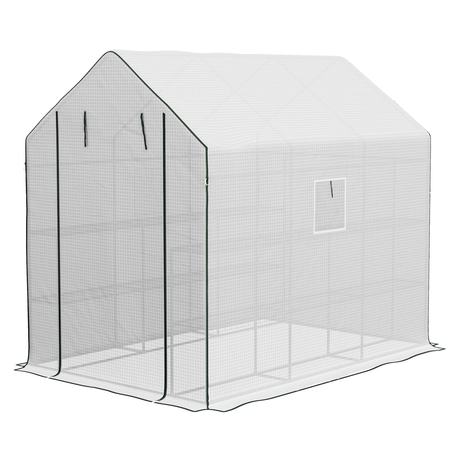 Walk-in Greenhouse W/ 3 Tier Shelves | White