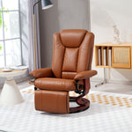 Pu Leather Reclining Armchair With Footrest For Living Room | One Size | Brown