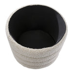 Beige Upholstered Round Storage Ottoman For Bedroom Living Room And Makeup Room