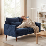 2 Seater Sofa, Modern Loveseat With Spring Cushions, Wide Seat | Blue