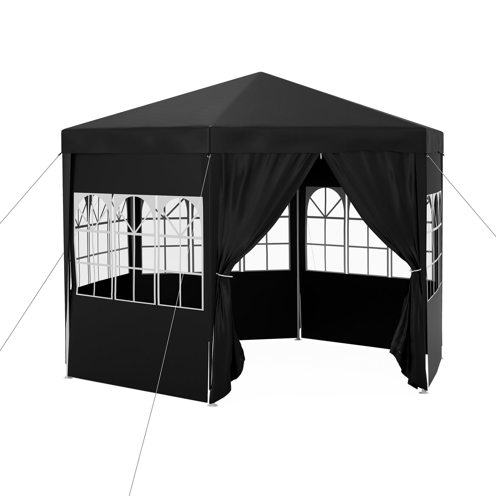 3.9m Outdoor Gazebo Canopy Party Tent With 6 Removable Walls | Black