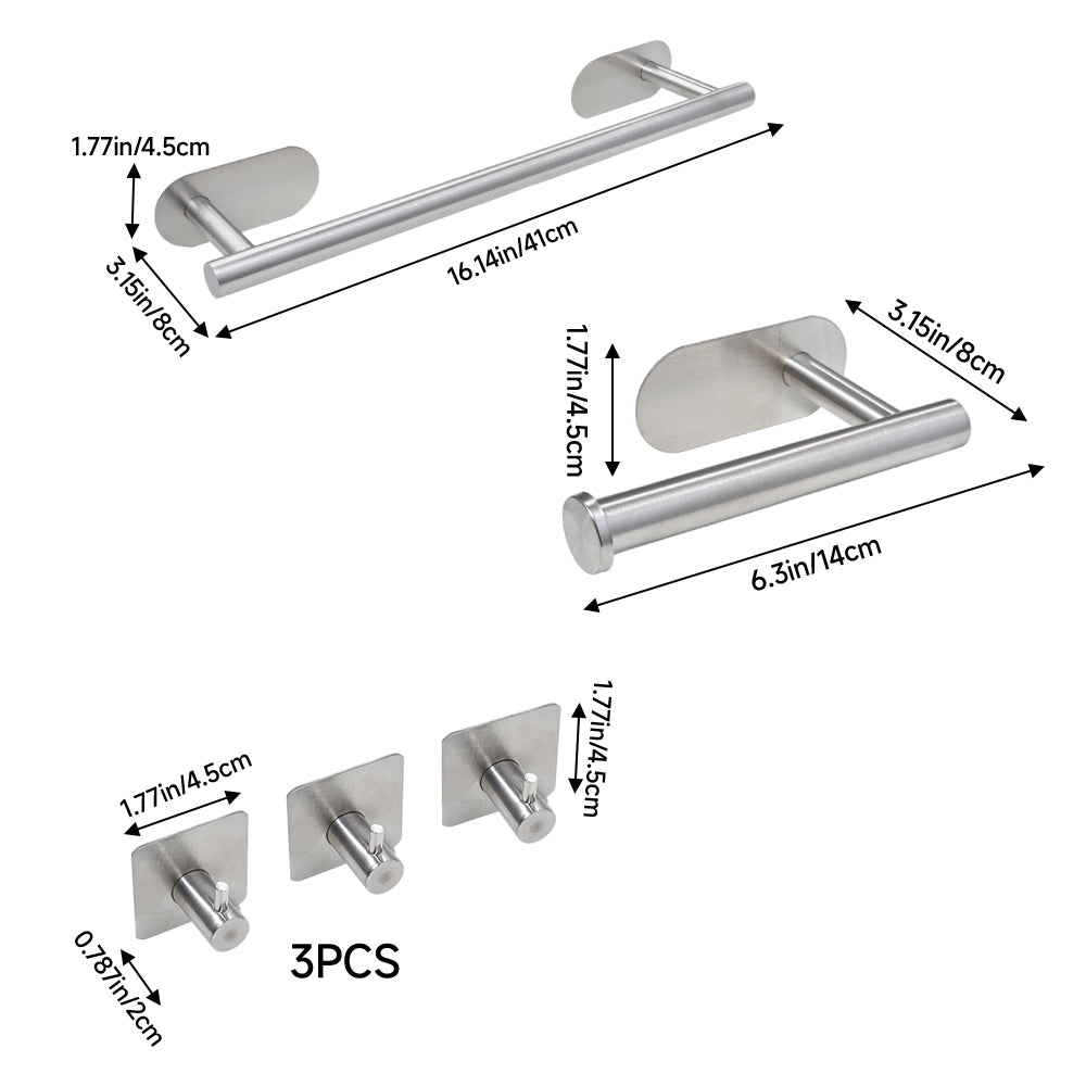 5-piece 304 Stainless Steel Bathroom Hardware Set | Silver