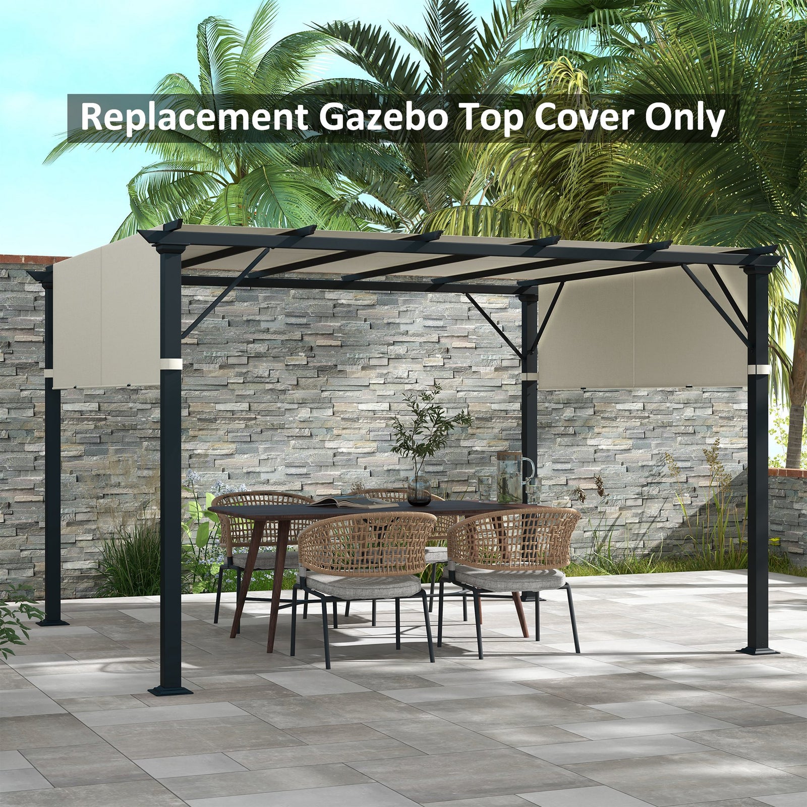 2 Pcs Pergola Replacement Canopy Cover, Uv Protection | Cream