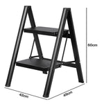 Small Step Ladder Foldable 150kg Carbon Steel Kitchen Steps Black | Black