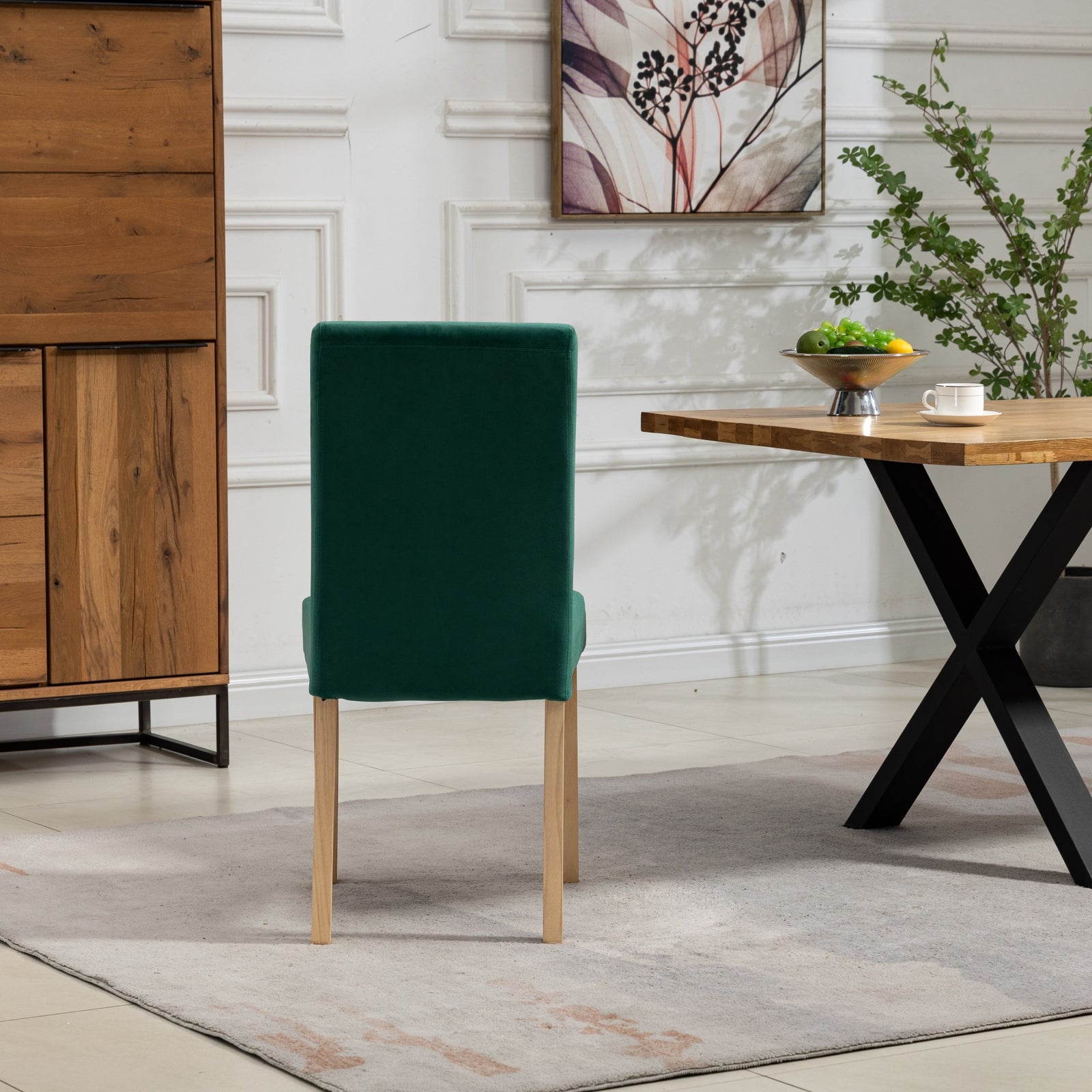 Set Of 2 Maiolo Velvet Dining Chairs | Green