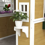 Wooden Playhouse With Doors, Windows, Plant Pots For Kids | Beige