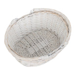 White Painted Wicker Swing Handle Shopping Basket | Small | White