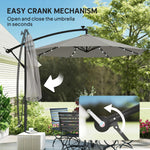 3 M Cantilever Parasol Solar Led Lights | Light Grey