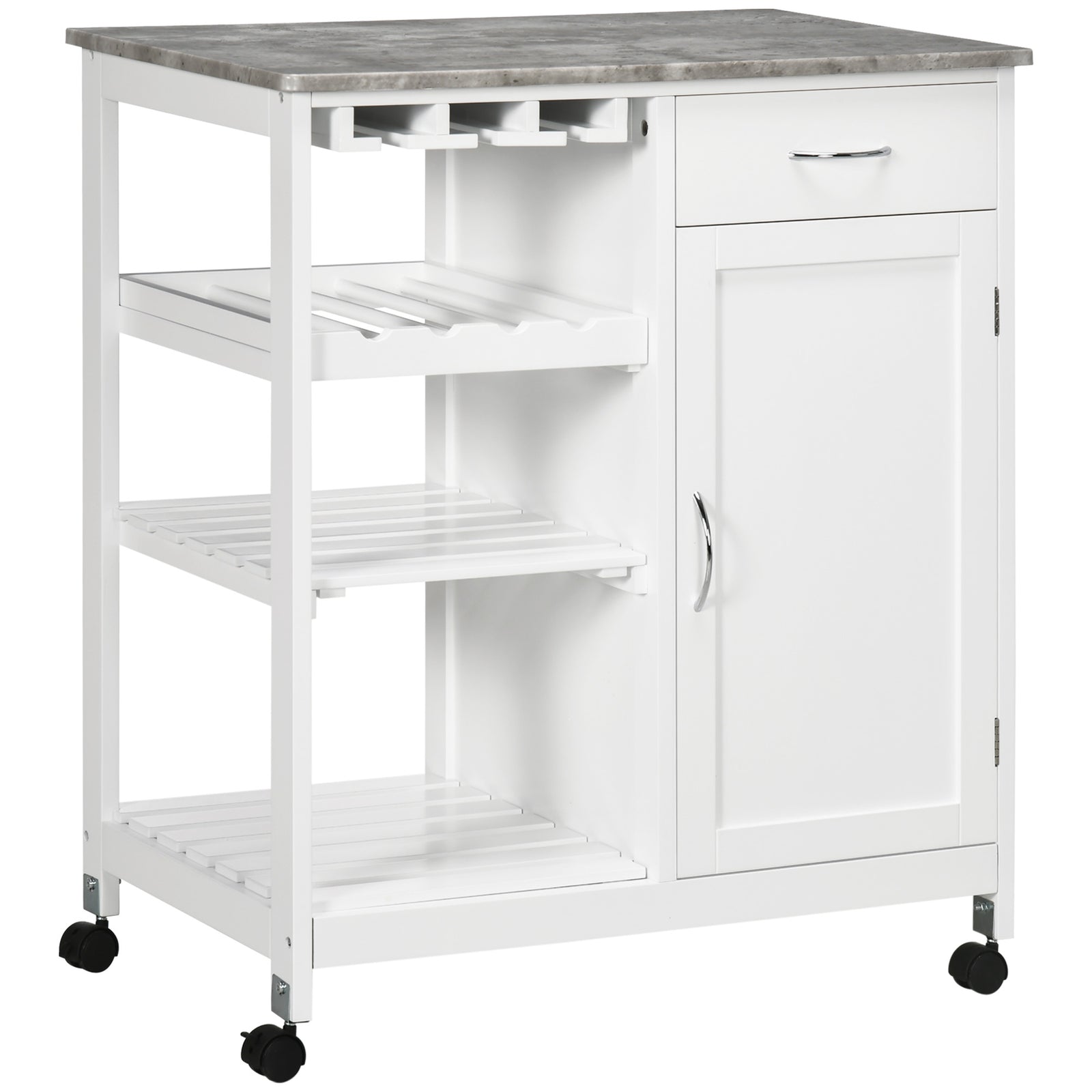 Compact Trolley With Wine Rack, Cabinet