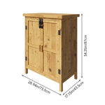 Natural Wood Color Fir Wood Storage Cabinet With Top Lid & Front Door, 2 Wooden Handles