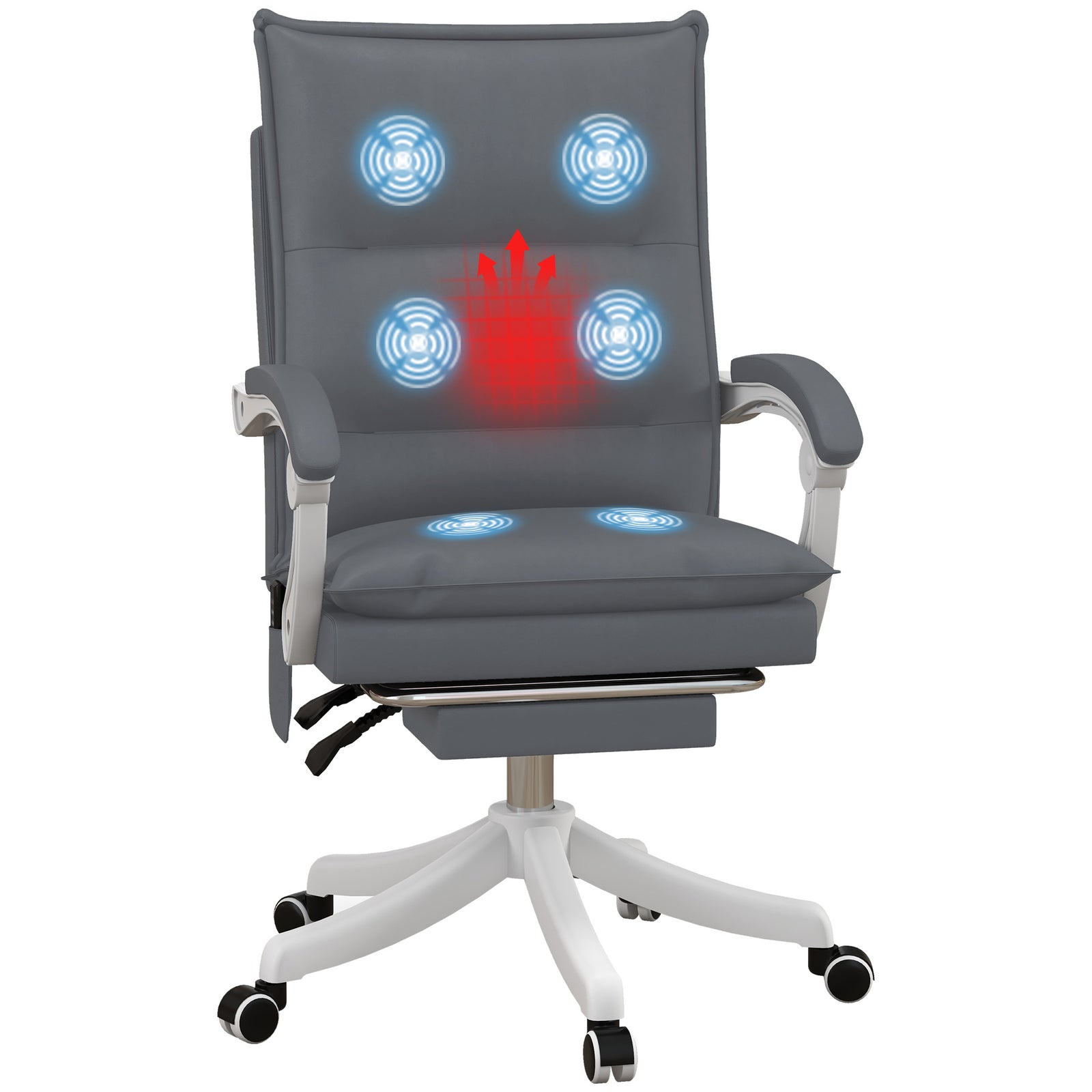 Faux Leather Massage Office Chair Heat | Charcoal Gray
