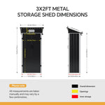 3x2ft Outdoor Metal Garden Storage Shed Small Garden Shed | Black & White