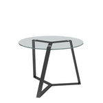 100cm Dia X 75cm H Round Dining Table,tempered Glass Top With Black Powder-coated Iron Legs