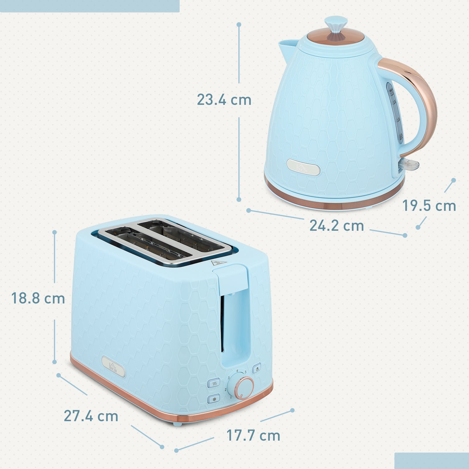 Kettle & 2 Slice Toaster | Light Blue
