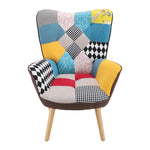 Tufted Button Linen Armchair With Wooden Legs