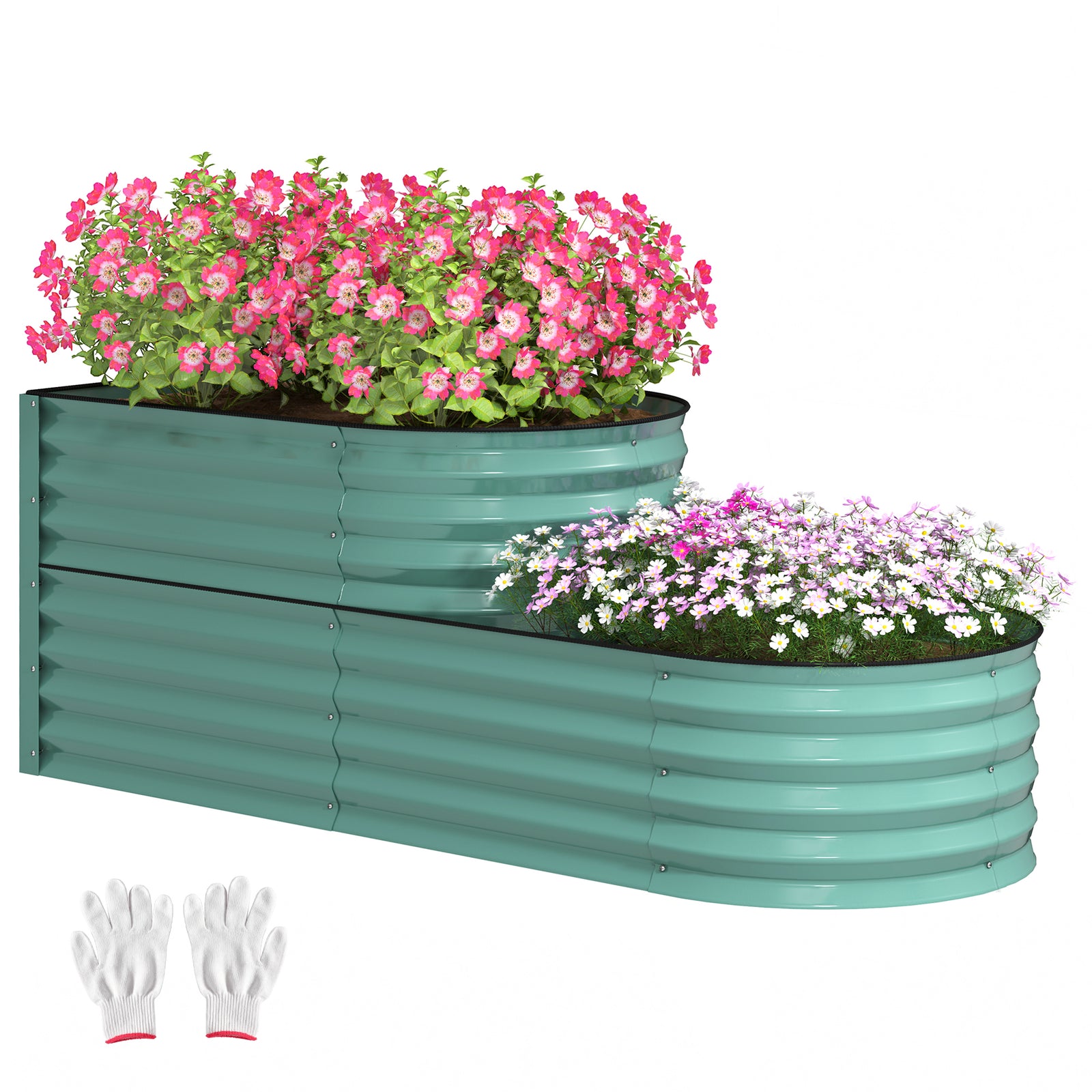 2-tier Raised Garden Bed, Galvanised Planter Box | Green