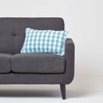 Block Check Cotton Gingham Cushion Cover | 30cm x 50cm | Blue