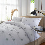 Snowflake Grey 100% Cotton Duvet Cover | Double | Gray