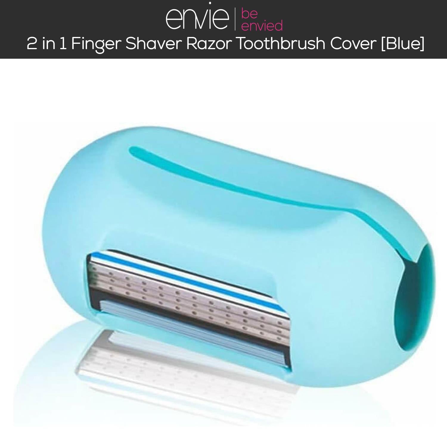 2-in-1 Finger Shaver Mini Razor Travel Portable Toothbrush Cover | Blue