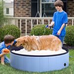 Pawhut Pet Paddling Pool Cat Dog Indoor/ Outdoor Foldable 120cm Diameter | Blue