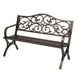 Garden Bench, Outdoor Bench,300kg Metal, Floral Pattern, Bronze | Bronze