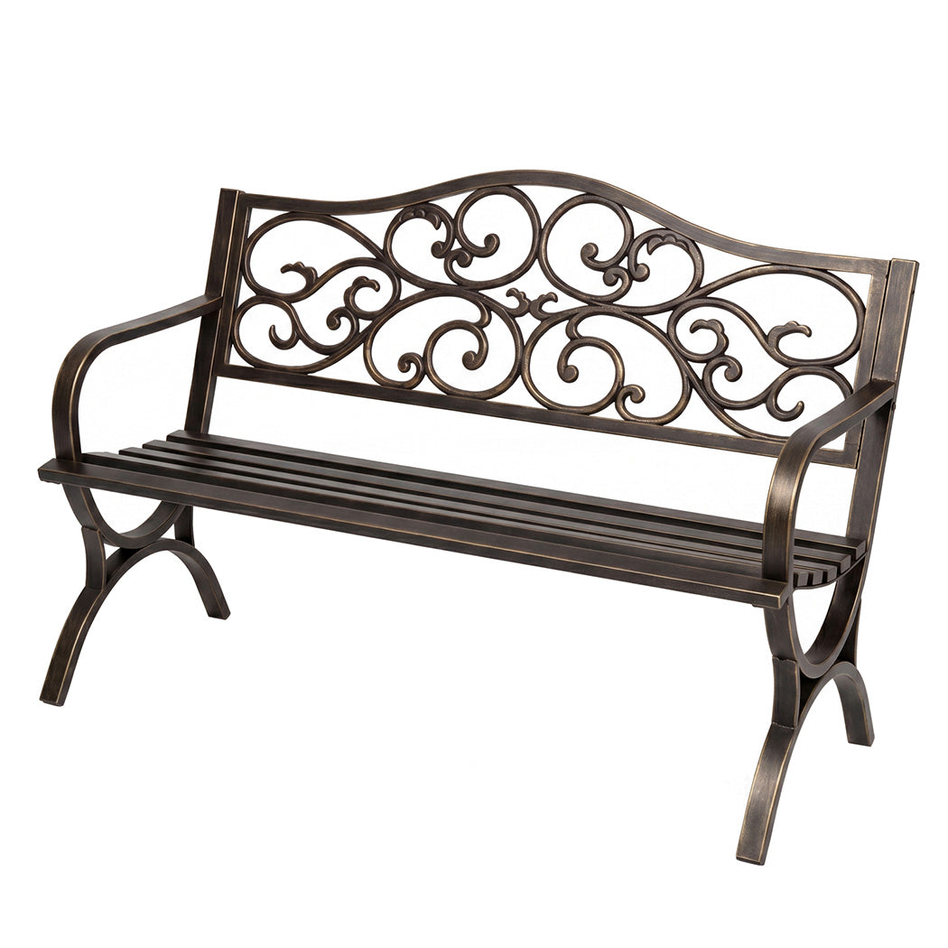 Garden Bench, Outdoor Bench,300kg Metal, Floral Pattern, Bronze | Bronze