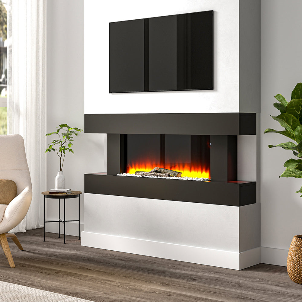 52-inch Electric Fireplace Suite With Matte Black Led Surround, 7 Flame Colors, Wifi Remote Control