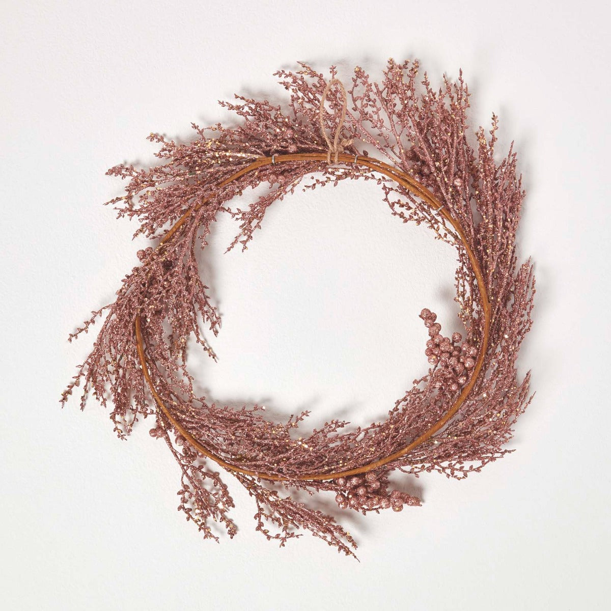HOMESCAPES Glitter Rose Gold Christmas Wreath