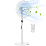 HOMCOM 18" Pedestal Fan With Sleep Mode, Oscillating Standing Fan, White