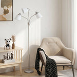 HOMCOM Tree Floor Lamp With 3 Adjustable Light, Standing Lamp, Silver Tone