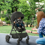 2 In 1 Pushchair Stroller W/ Reversible Seat Single Hand Foldable | Black