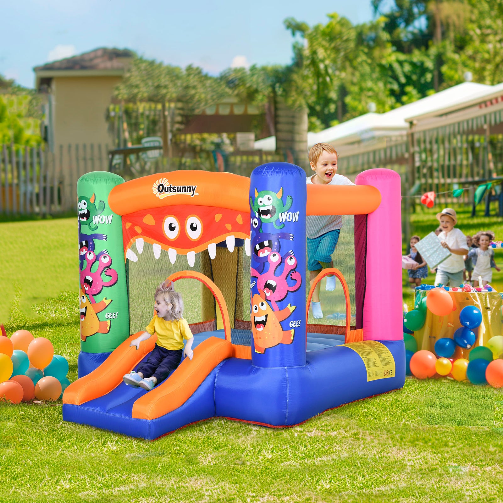 Bouncy Castle With Slide Basket Trampoline Monster Design 2.5x1.8x1.75m