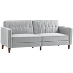 Convertible Sofa Futon Velvet Touch Tufted Couch Sofa Bed | One Size | Charcoal Gray