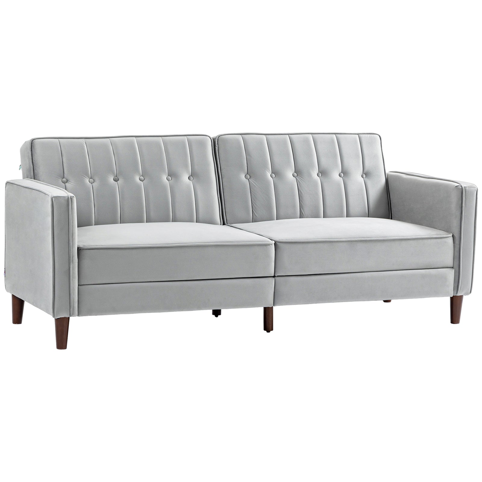 Convertible Sofa Futon Velvet Touch Tufted Couch Sofa Bed | One Size | Charcoal Gray