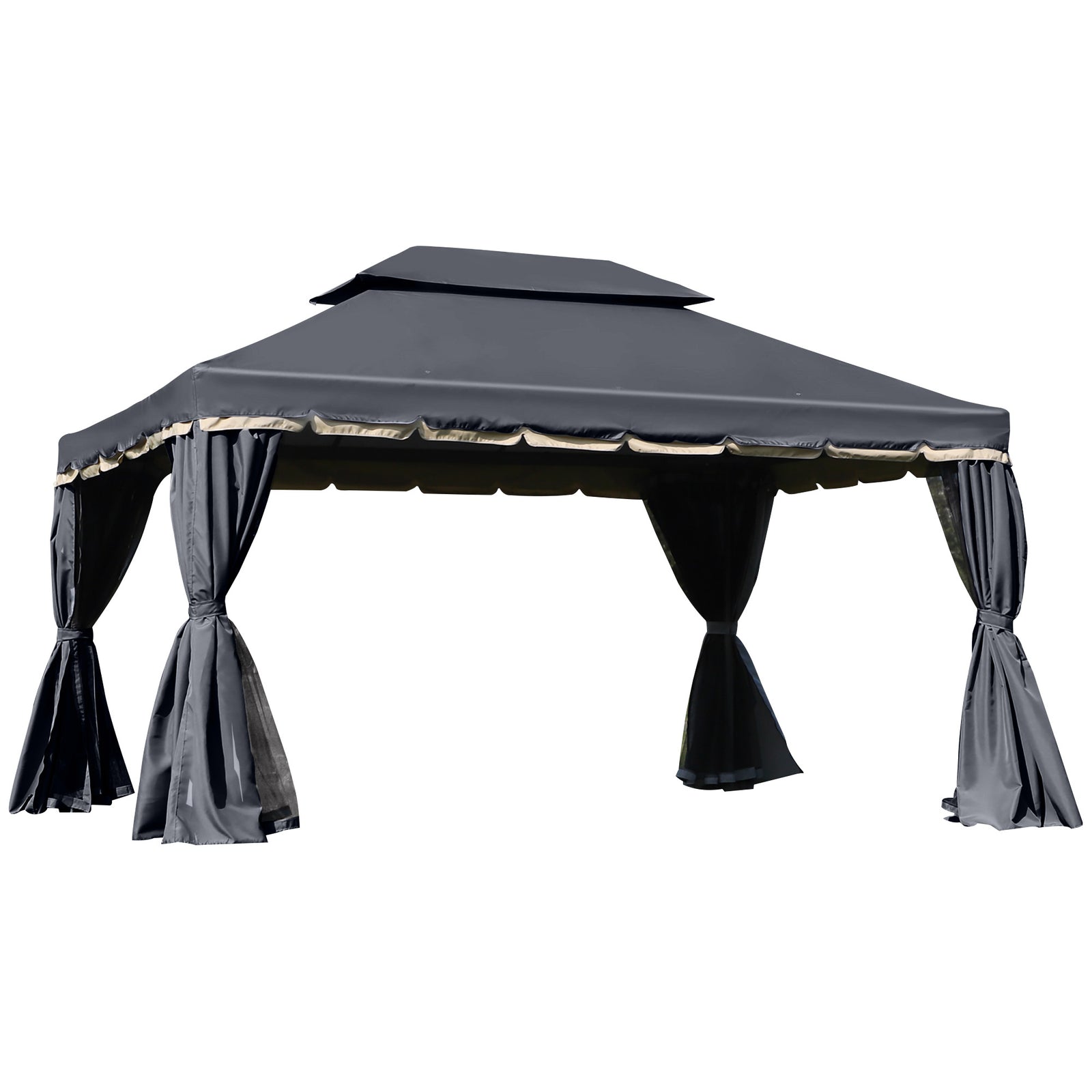 3 X 4m Aluminium Gazebo Marquee Canopy Pavilion Patio Garden | Black