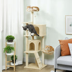 Cat Tree Tower With Sisal Scratching Posts, Condos | 160cm | Beige