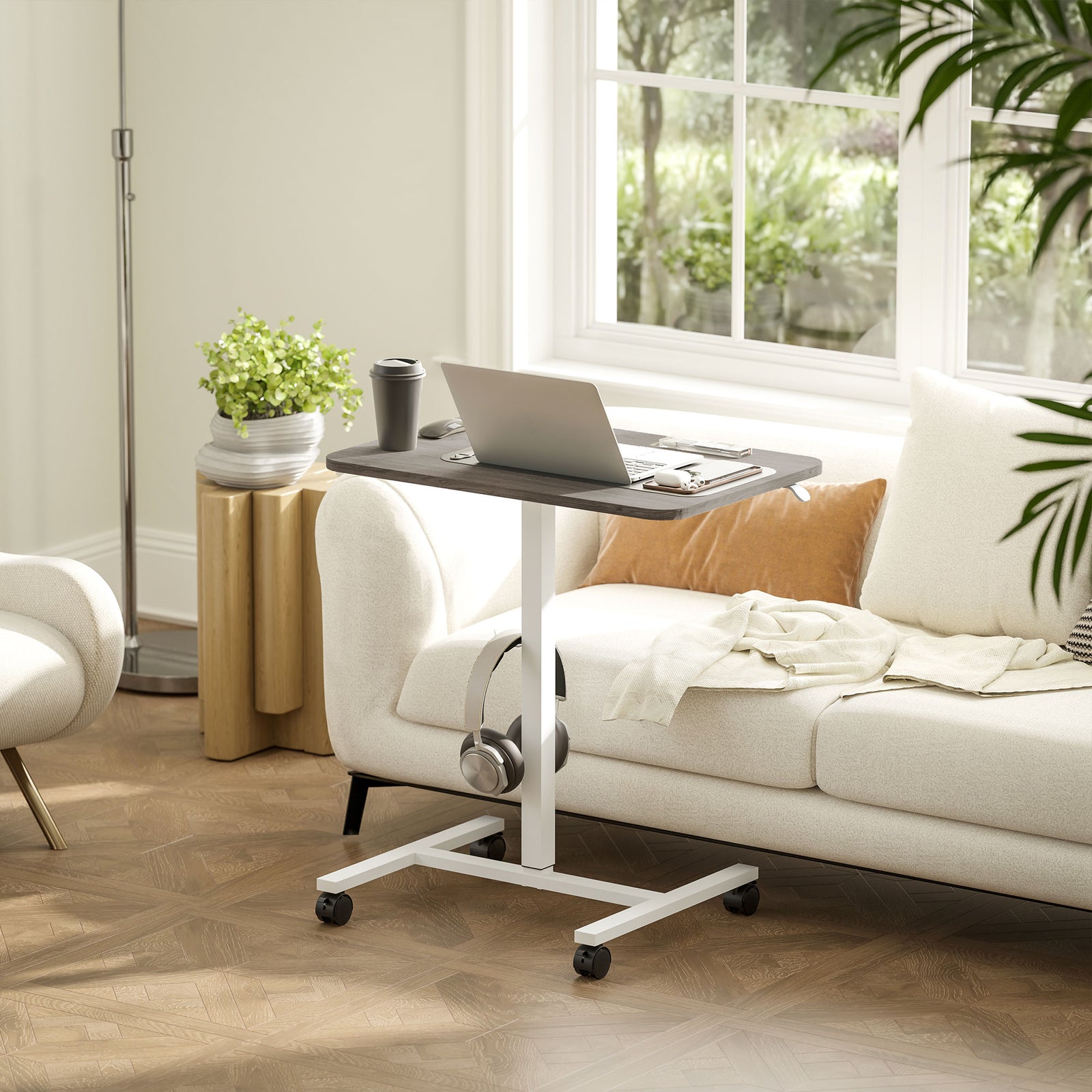 Standing Desk Mobile Overbed Table W/ Wheels For Home Office