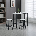 Bar Table Set For 2, Stools, Footrest, White