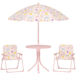 Kids Garden Furniture, Children Table And Chair Set W/ Adjustable Parasol | Pink