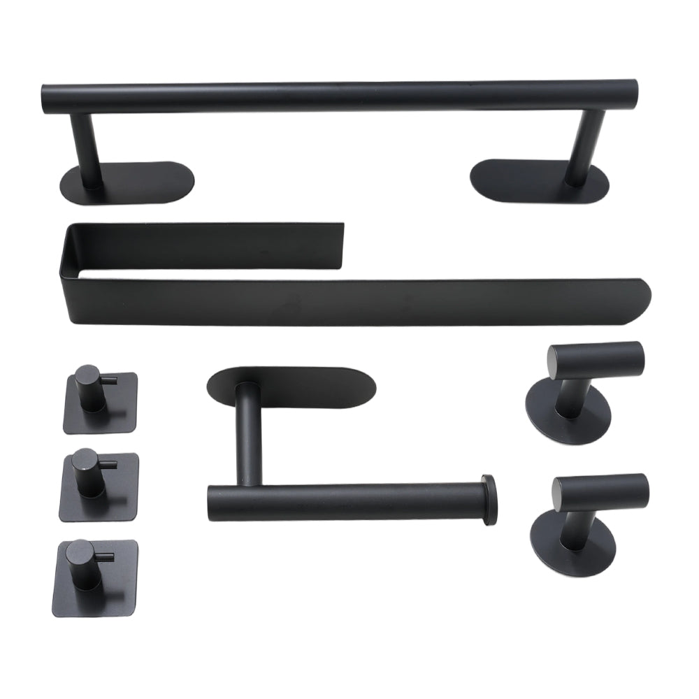 8-piece 304 Stainless Steel Bathroom Hardware Set | Black