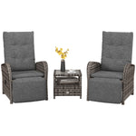 3 Pcs Patio Rattan Wicker Chaise Lounge Sofa Set W/ Cushion | Brown