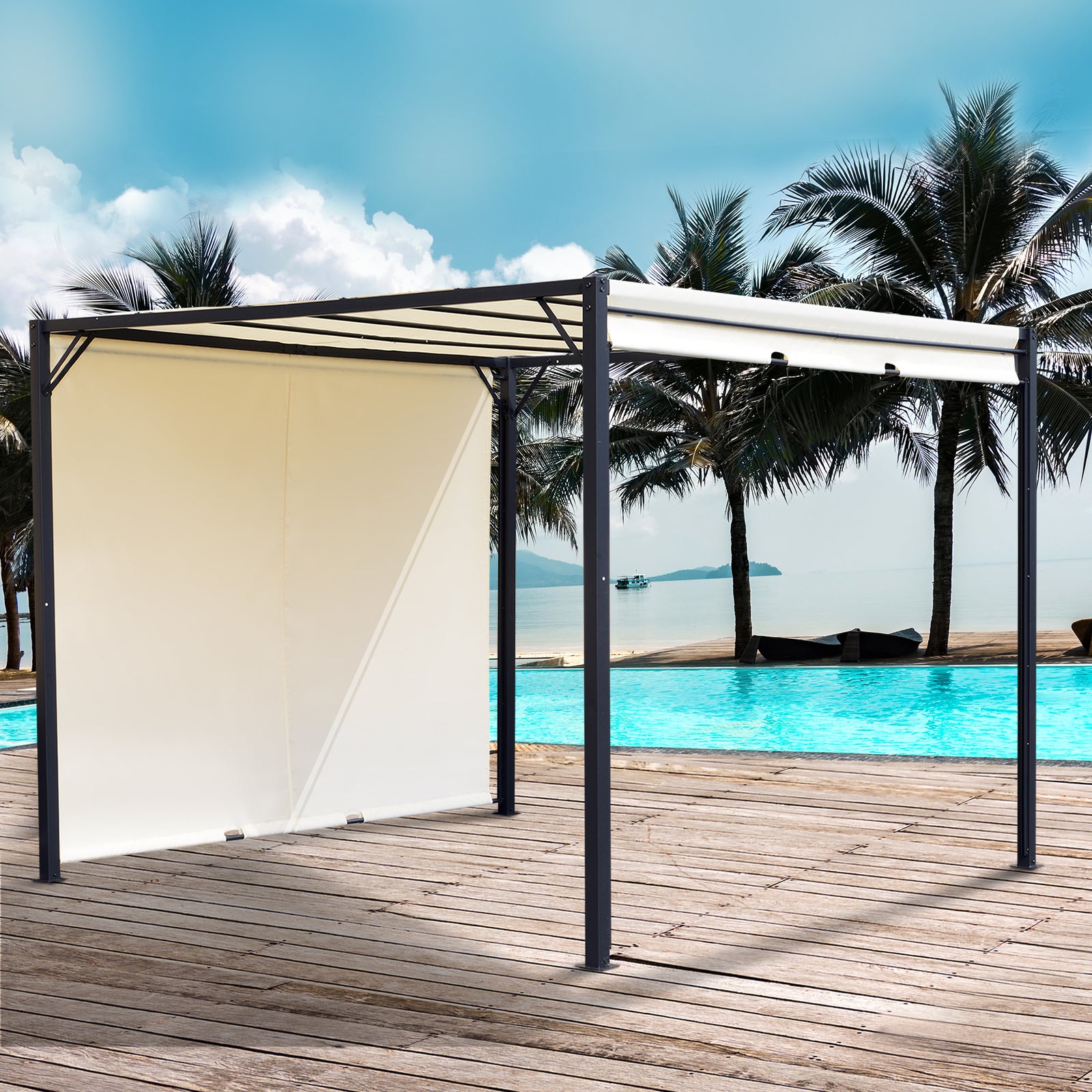 3 X 3m Pergola Metal Gazebo Outdoor Sun Shade Shelter Canopy