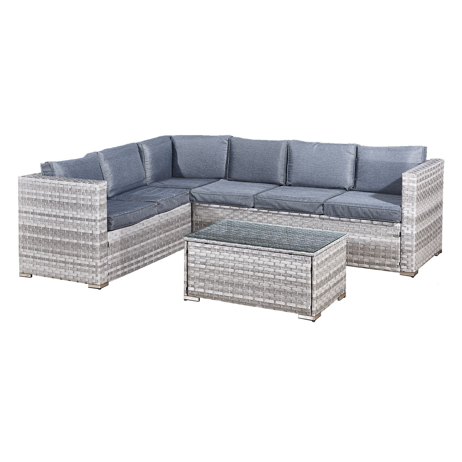 Acorn Rattan 6 Seat Corner Sofa Set | Dove Grey