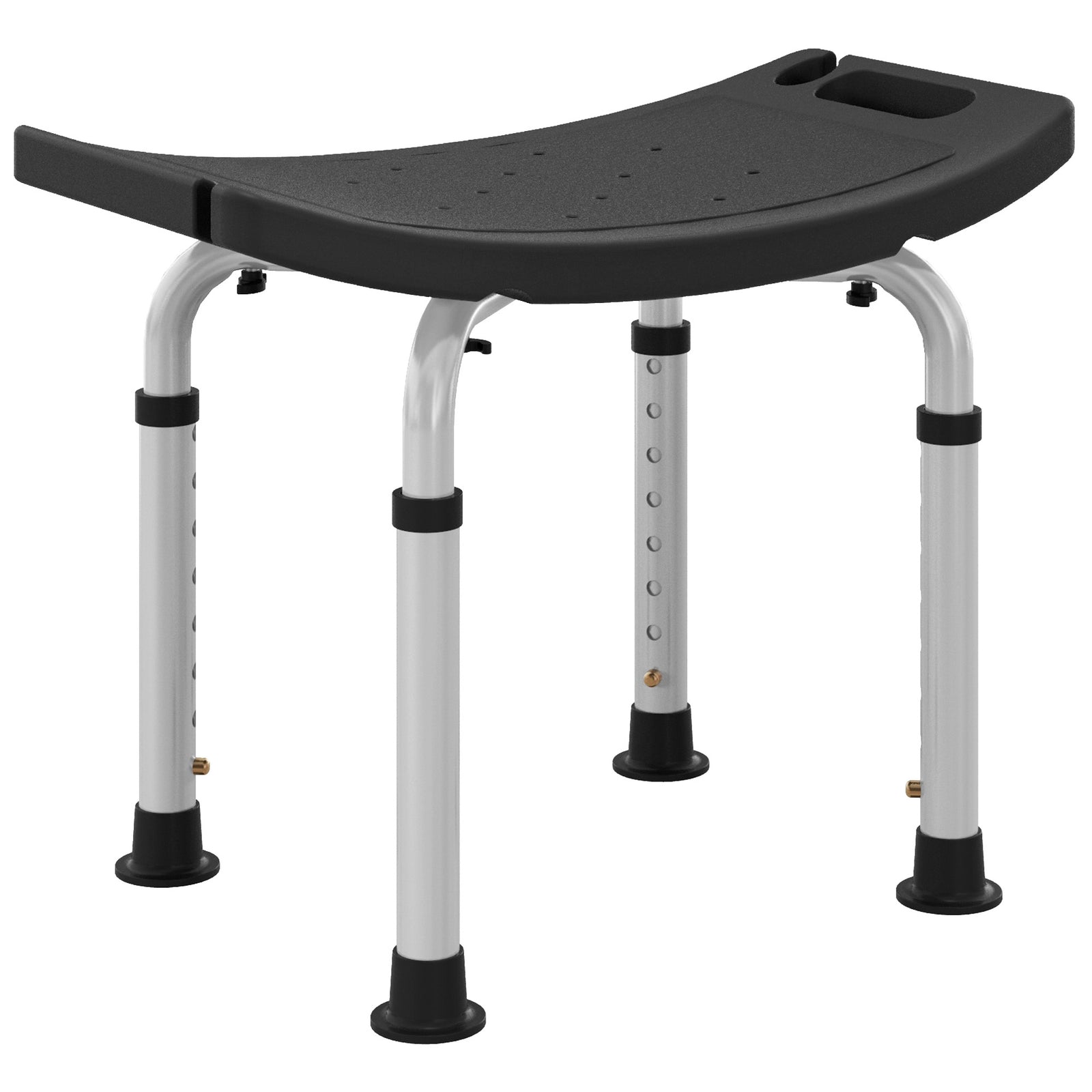 Aluminium Shower Stool With Adjustable Height Non-slip | One Size | Black