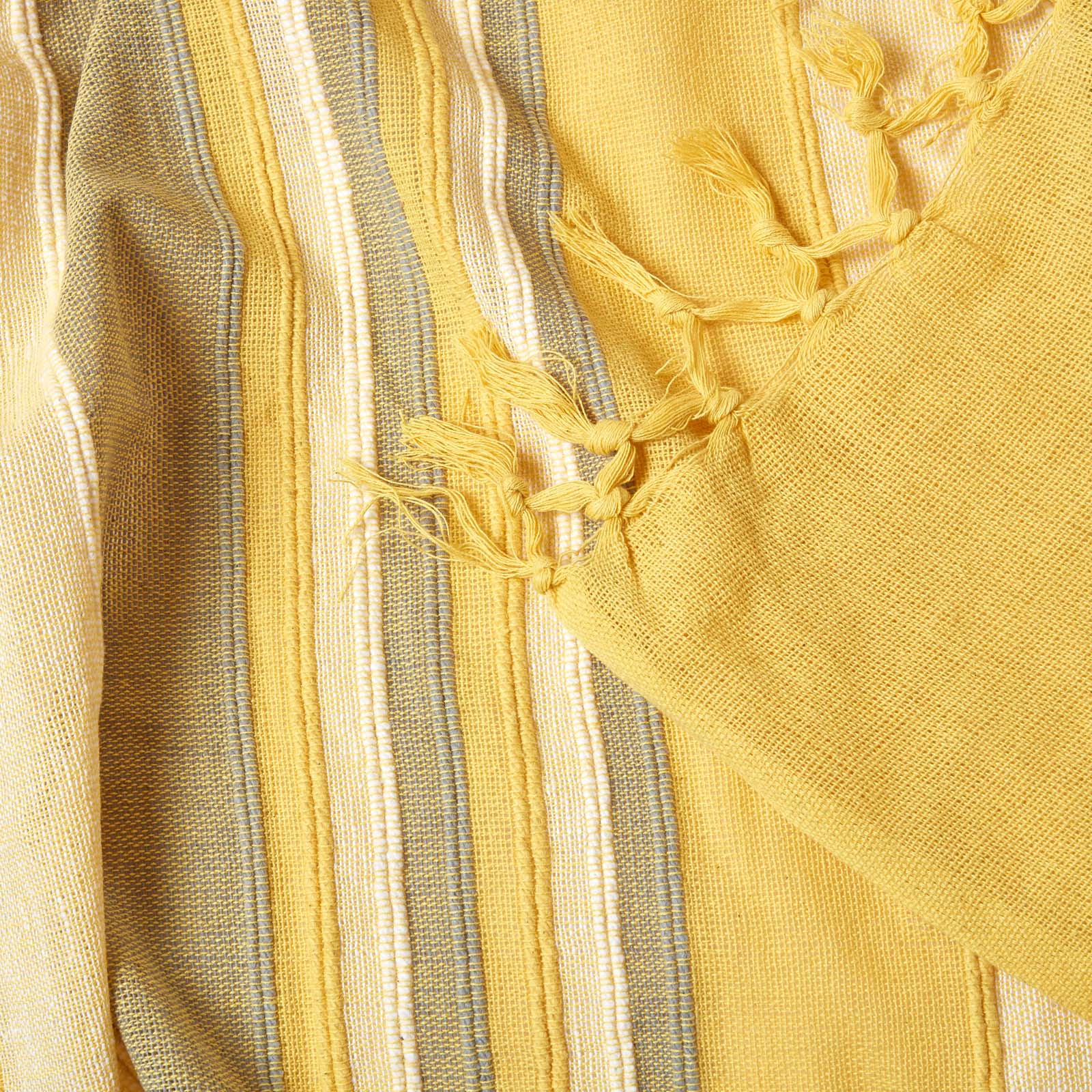 Cotton Morocco Striped Throw | 225cm x 255cm | Yellow