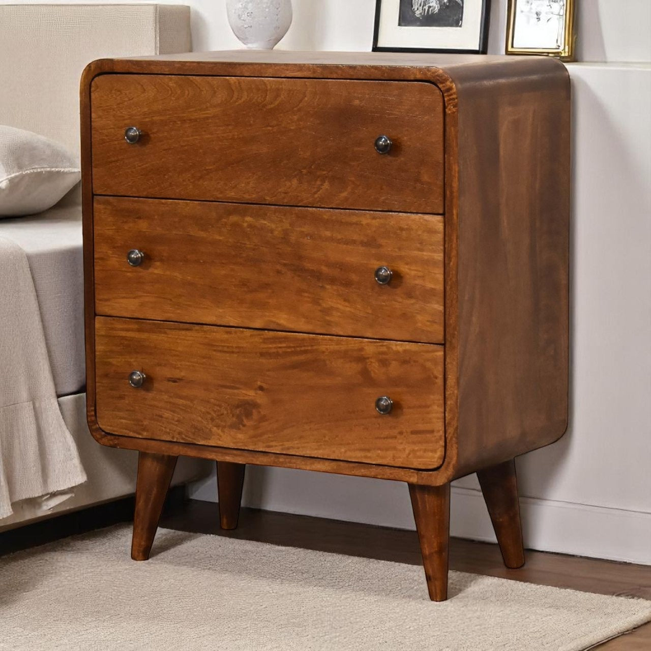 Solid Mango Wood Mini Curved Chestnut Chest